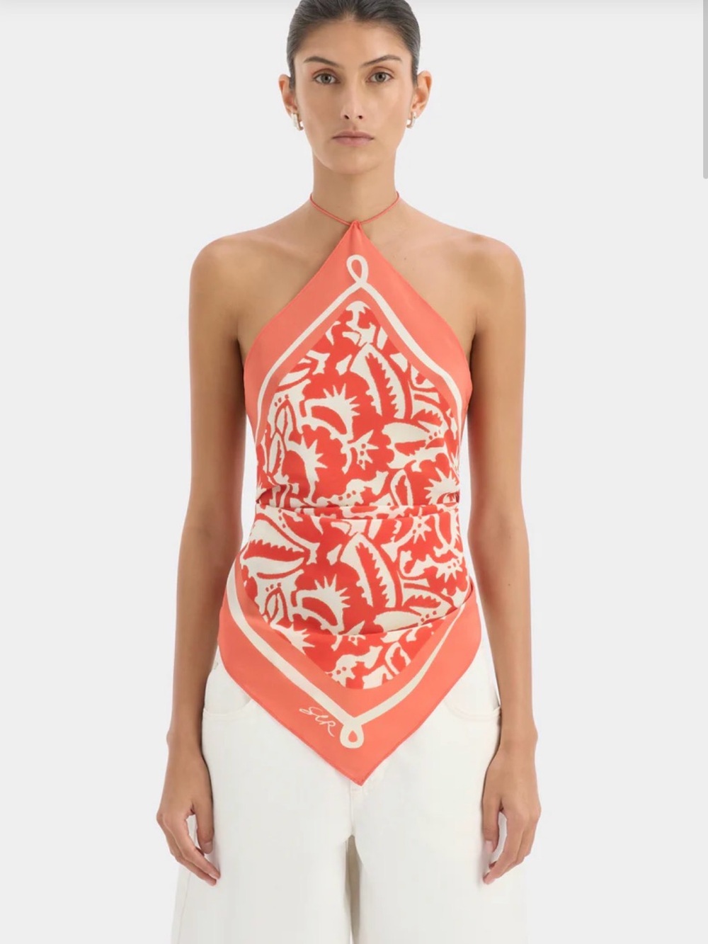 SIR the label Coral and White Halter Scarf Top NWT - Palmera Scarf Top